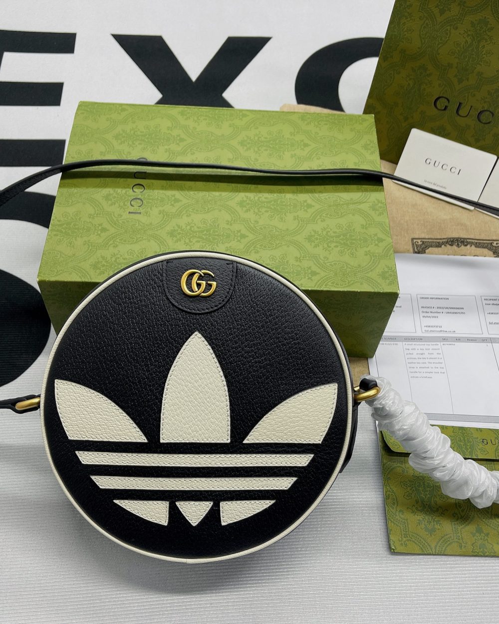 1:1 Replica Gucci x Adidas Ophidia Shoulder Bag Black For Women, Women's Bags 8.6in/22cm GG