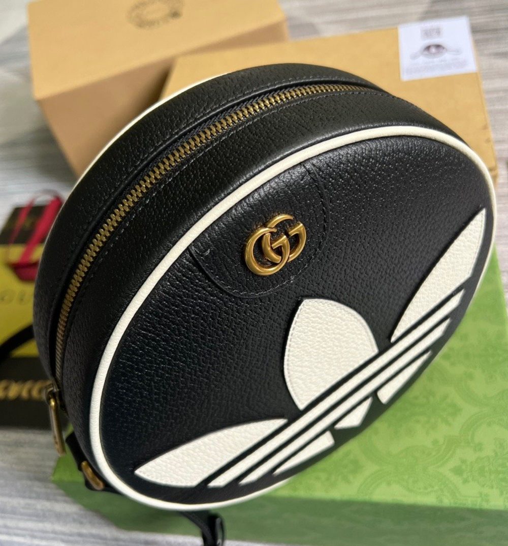 1:1 Replica Gucci x Adidas Ophidia Shoulder Bag Black For Women, Women's Bags 8.6in/22cm GG