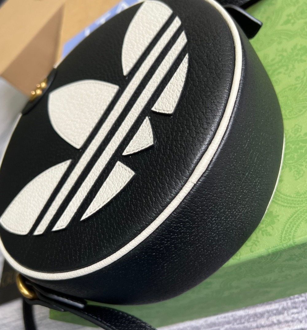 1:1 Replica Gucci x Adidas Ophidia Shoulder Bag Black For Women, Women's Bags 8.6in/22cm GG