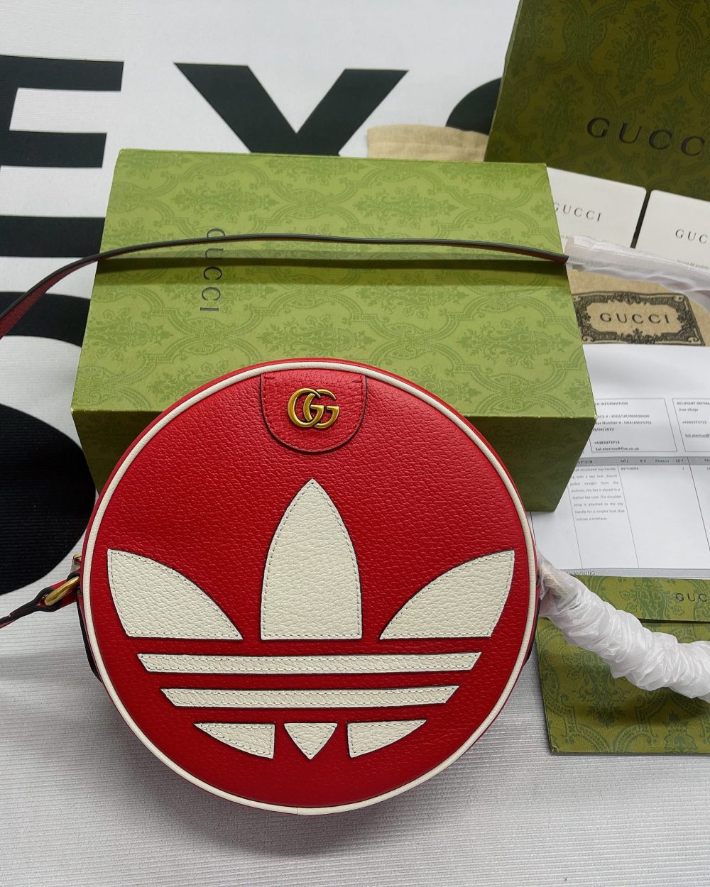 1:1 Replica Gucci x Adidas Ophidia Shoulder Bag Red For Women, Women's Bags 8.6in/22cm GG 702626 DJ24T 6484
