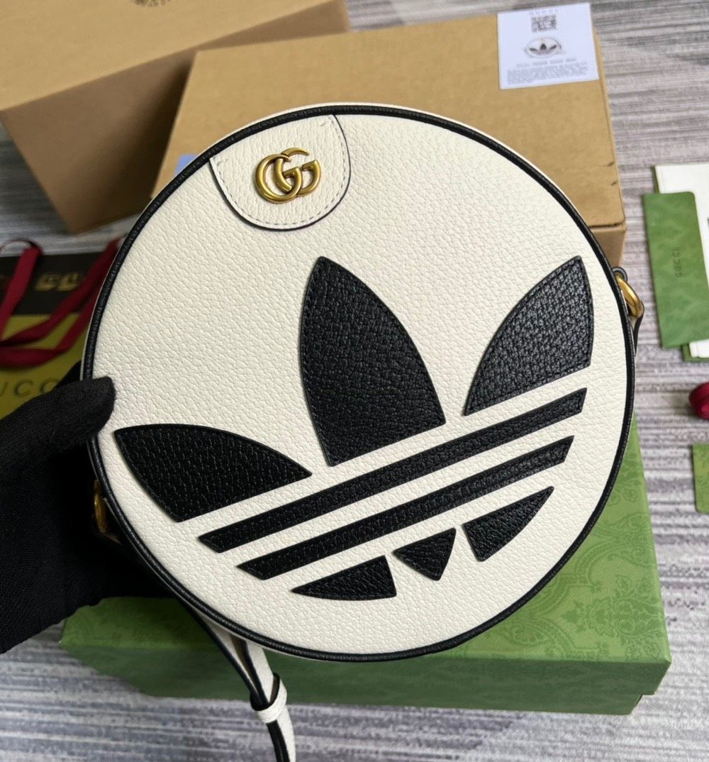 1:1 Replica Gucci x Adidas Ophidia Shoulder Bag White For Women, Women's Bags 8.6in/22cm GG 702626 DJ24T 8847