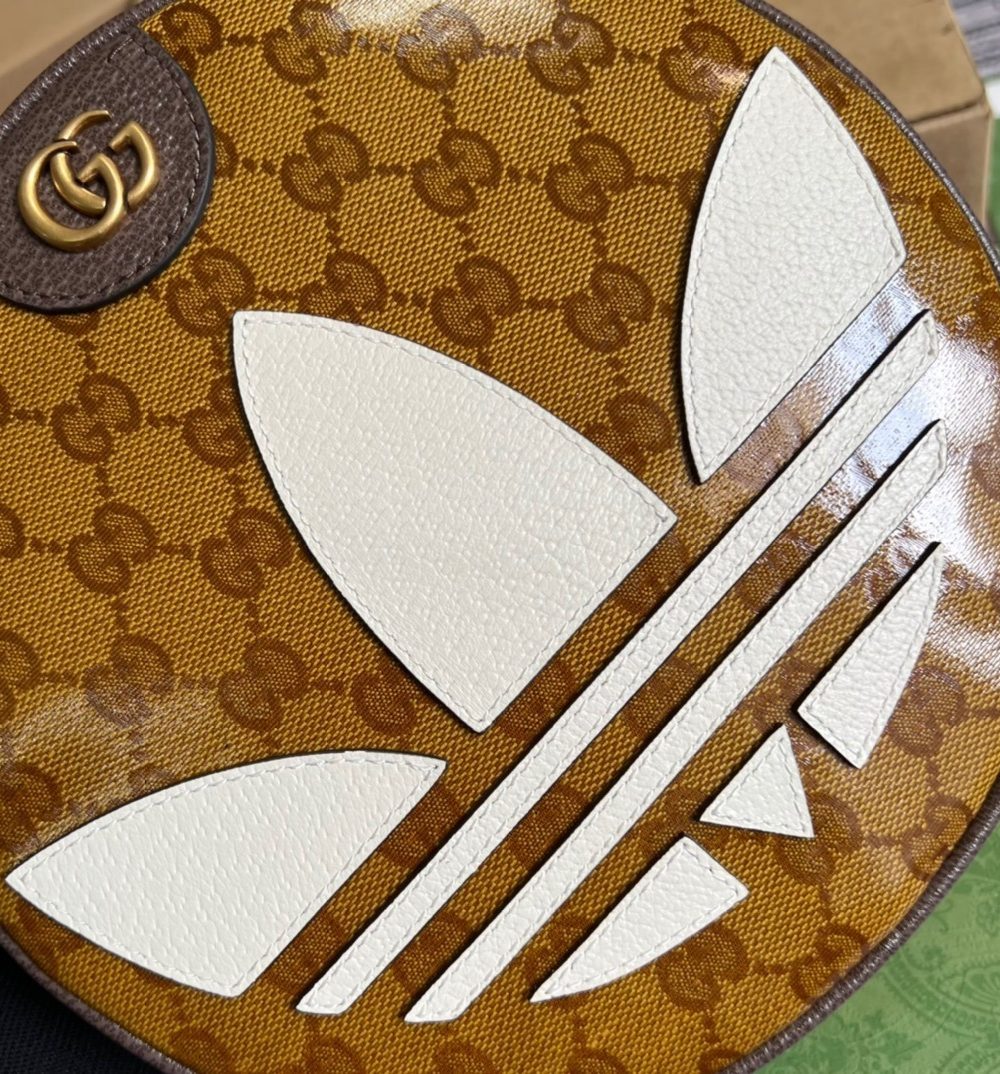 1:1 Replica Gucci x Adidas Ophidia Small Shoulder Bag Brown For Women, Women's Bags 8.6in/22cm GG 702640 UVSKT 7268