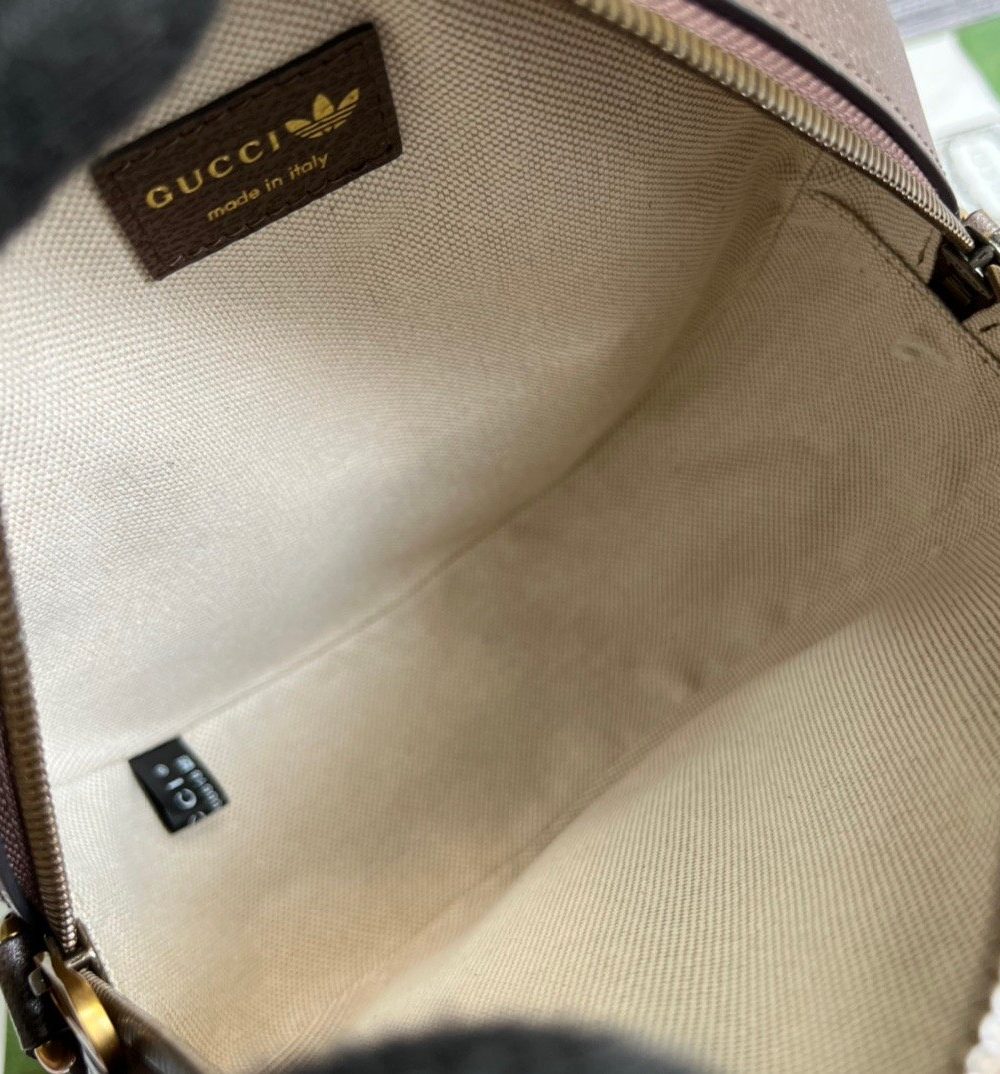 1:1 Replica Gucci x Adidas Ophidia Small Shoulder Bag Brown For Women, Women's Bags 8.6in/22cm GG 702640 UVSKT 7268
