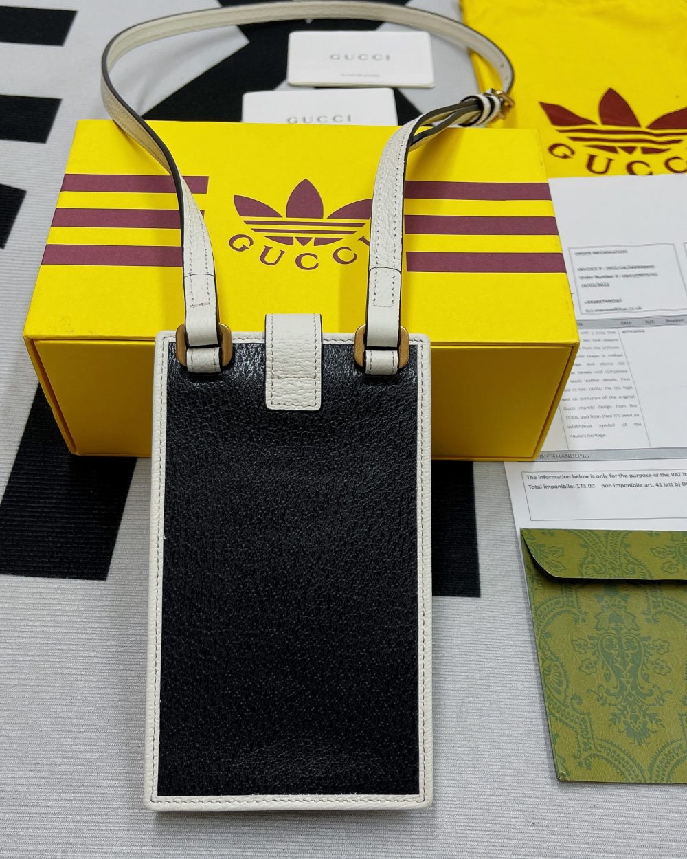 1:1 Replica Gucci x Adidas Phone Case Black For Women, Women's Bags 7.3in/18cm GG‎