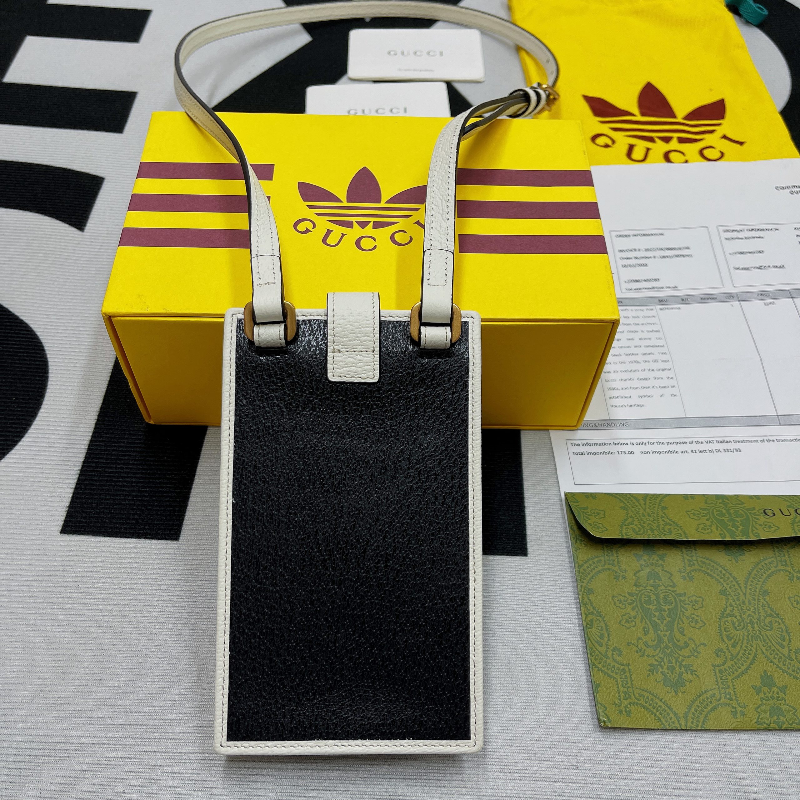 1:1 Replica Gucci x Adidas Phone Case Black For Women, Women's Bags 7.3in/18cm GG - Image 8