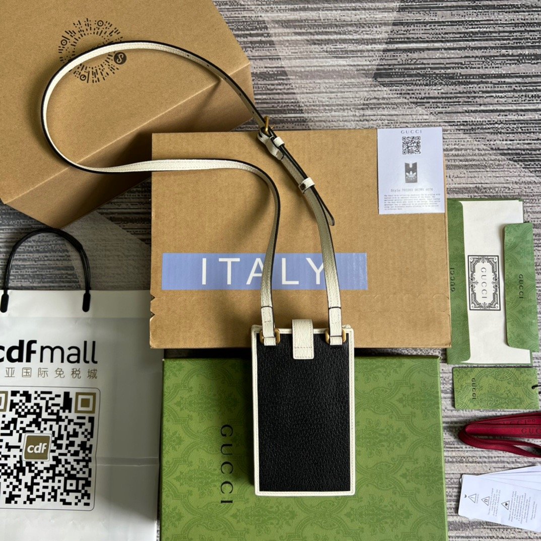 1:1 Replica Gucci x Adidas Phone Case Black For Women, Women's Bags 7.3in/18cm GG - Image 5