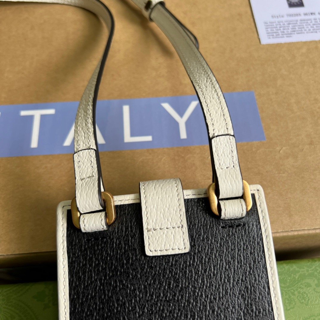 1:1 Replica Gucci x Adidas Phone Case Black For Women, Women's Bags 7.3in/18cm GG - Image 3