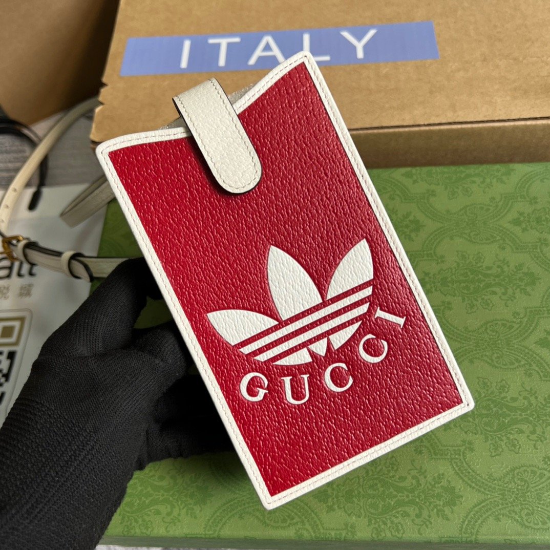 1:1 Replica Gucci x Adidas Phone Case Red For Women, Women's Bags 7.3in/18cm GG 702203 UZ3BT 6484 - Image 8