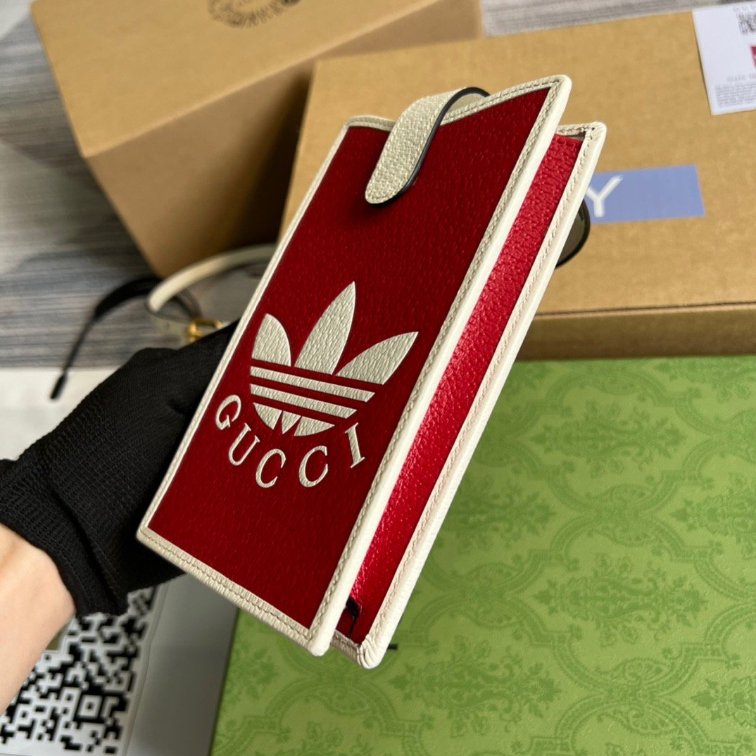 1:1 Replica Gucci x Adidas Phone Case Red For Women, Women's Bags 7.3in/18cm GG 702203 UZ3BT 6484 - Image 11