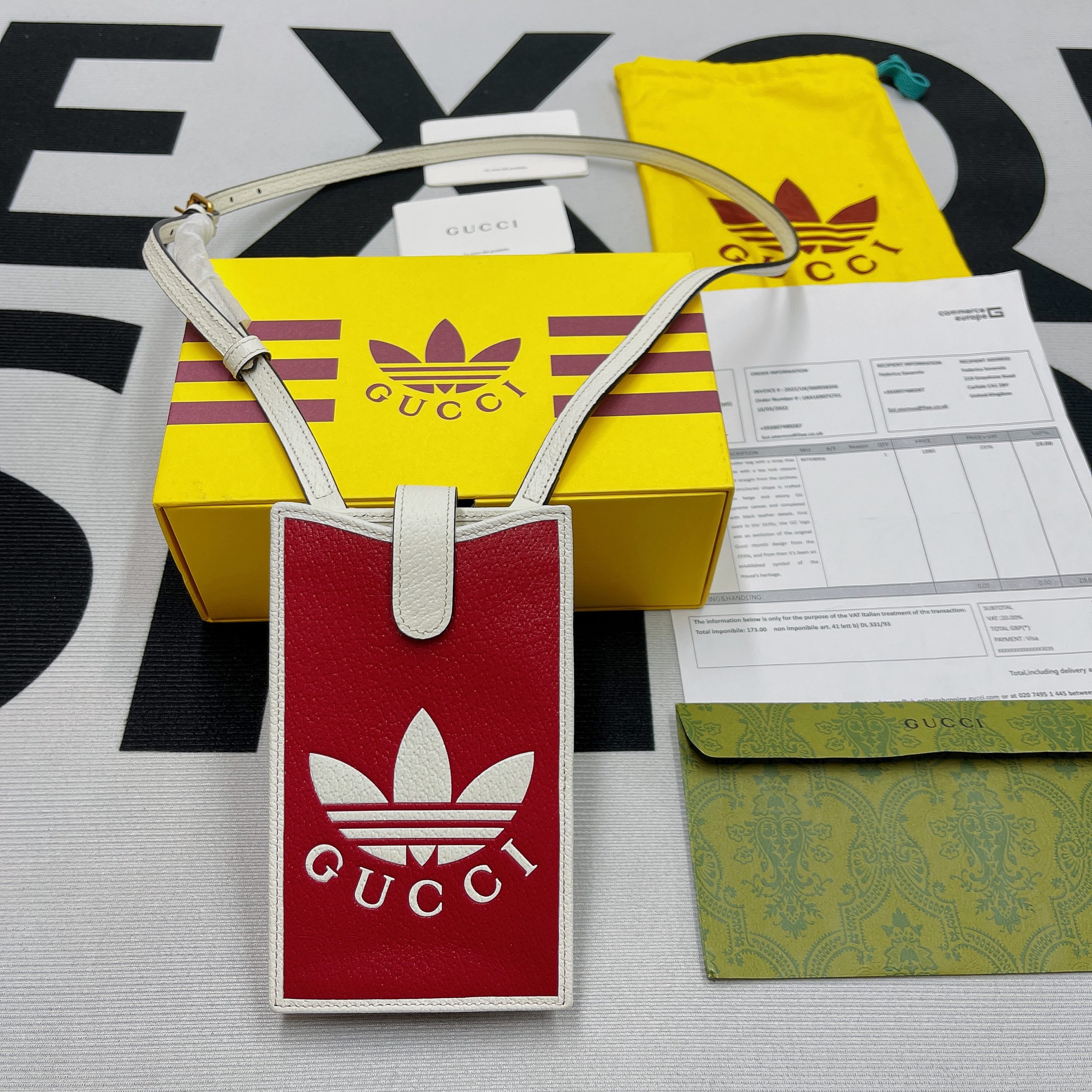 1:1 Replica Gucci x Adidas Phone Case Red For Women, Women's Bags 7.3in/18cm GG 702203 UZ3BT 6484 - Image 7