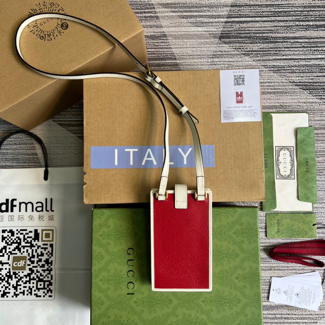 1:1 Replica Gucci x Adidas Phone Case Red For Women, Women's Bags 7.3in/18cm GG 702203 UZ3BT 6484 - Image 12