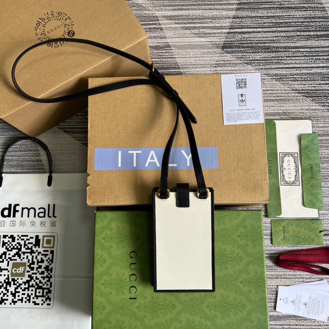 1:1 Replica Gucci x Adidas Phone Case White For Women, Women's Bags 7.3in/18cm GG - Image 13