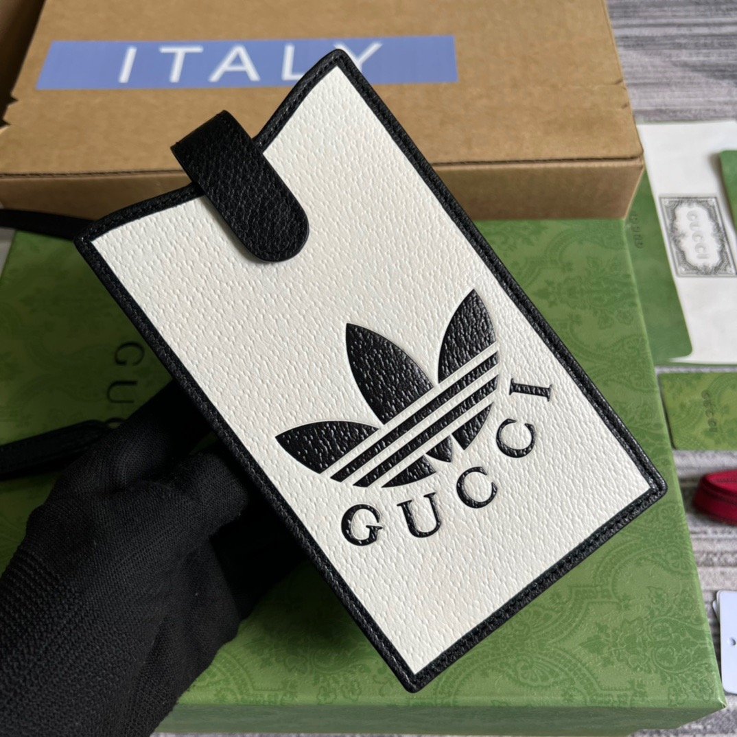 1:1 Replica Gucci x Adidas Phone Case White For Women, Women's Bags 7.3in/18cm GG - Image 7