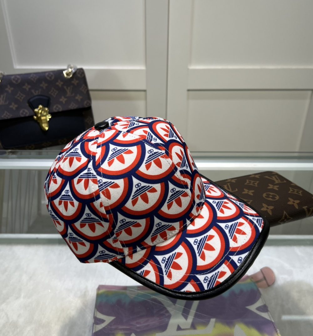 Gucci x Adidas Trefoil Print Baseball Hat Multicolor GG Hat 696485 4HAQF 6468