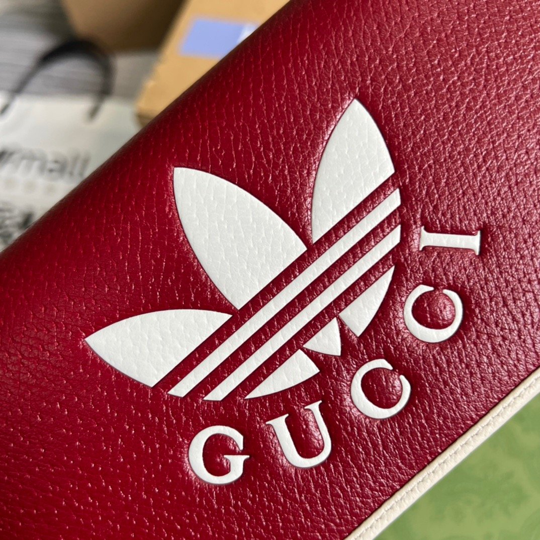 1:1 Replica Gucci x Adidas Wallet With Chain Red For Women, Women's Bags 7.5in/19cm GG 621892 UZ3BG 6484 - Image 14