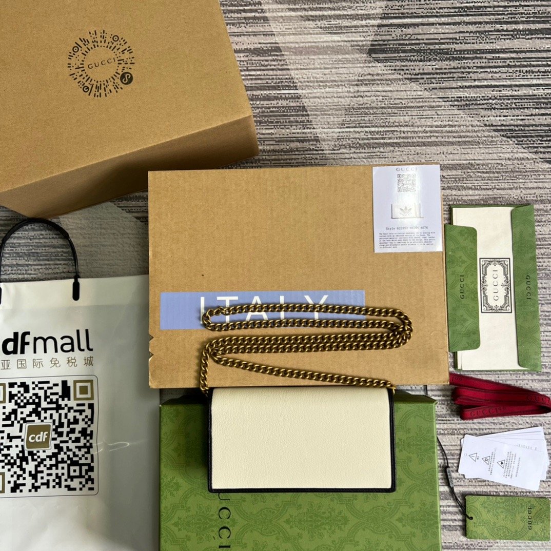 1:1 Replica Gucci x Adidas Wallet With Chain White For Women, Women's Bags 7.5in/19cm GG 621892 UZ3BG 8847 - Image 6