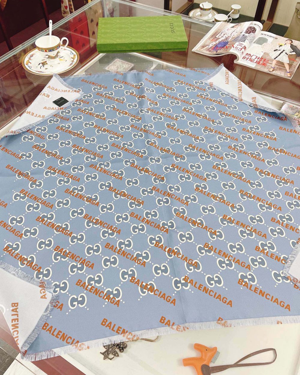 Gucci x Balenciaga in Blue Square Scarf 90cm/35in