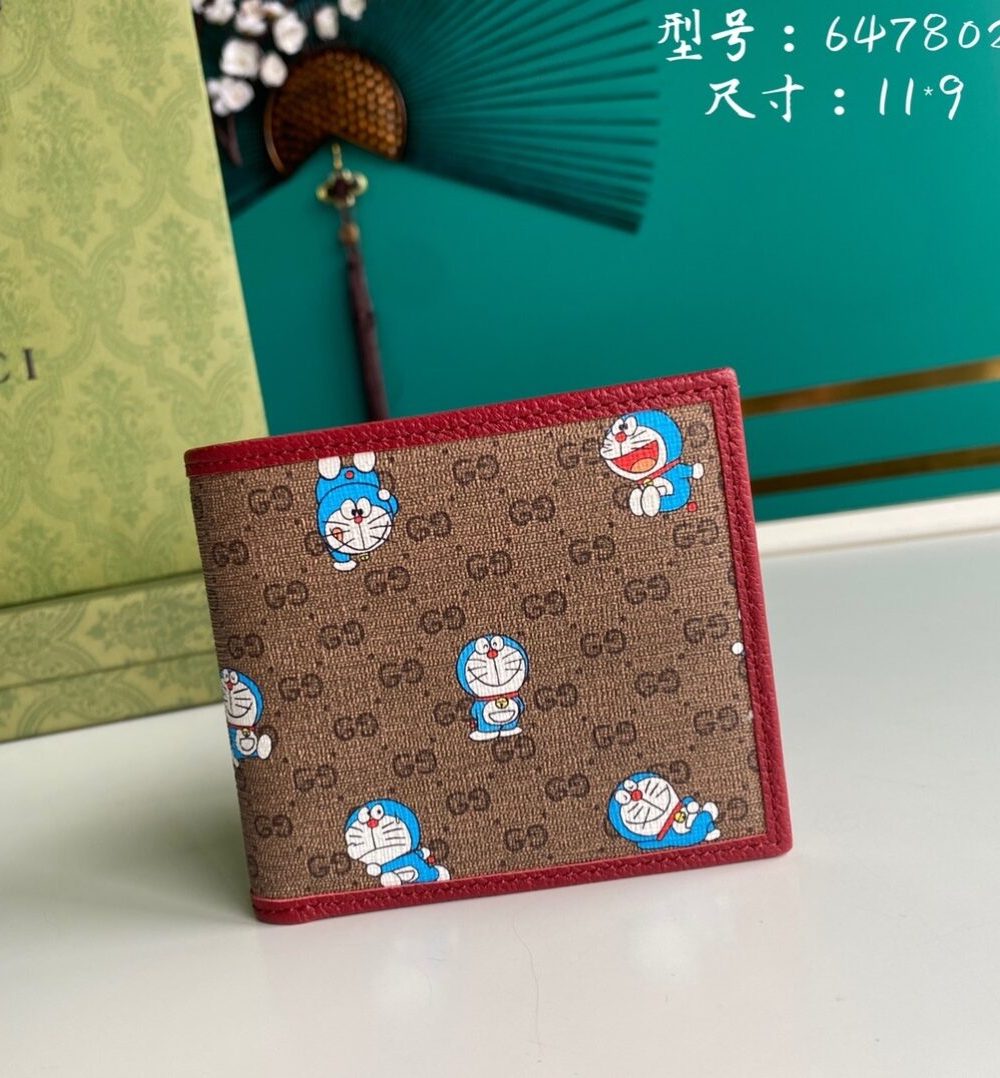 1:1 Replica Gucci x Doraemon Bi-Fold Wallet For Men, Men's Wallets 11cm/4.3in GG