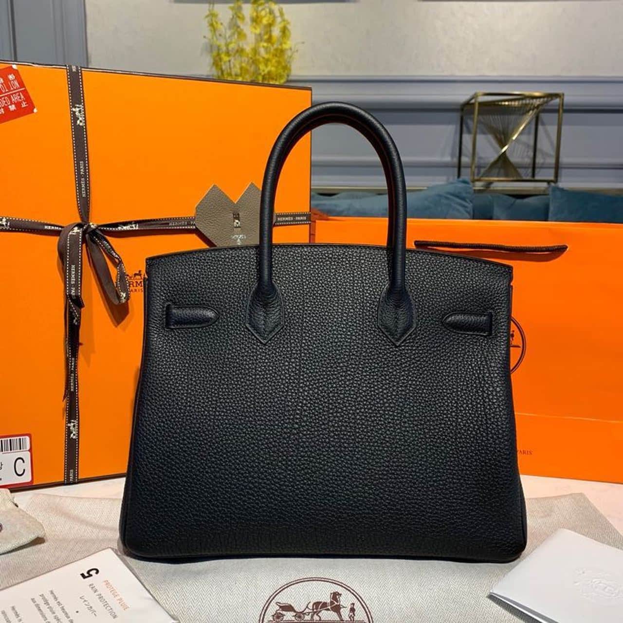 1:1 Replica Hermes Birkin Black For Women Gold Toned Hardware 9.8in/25cm - Image 4