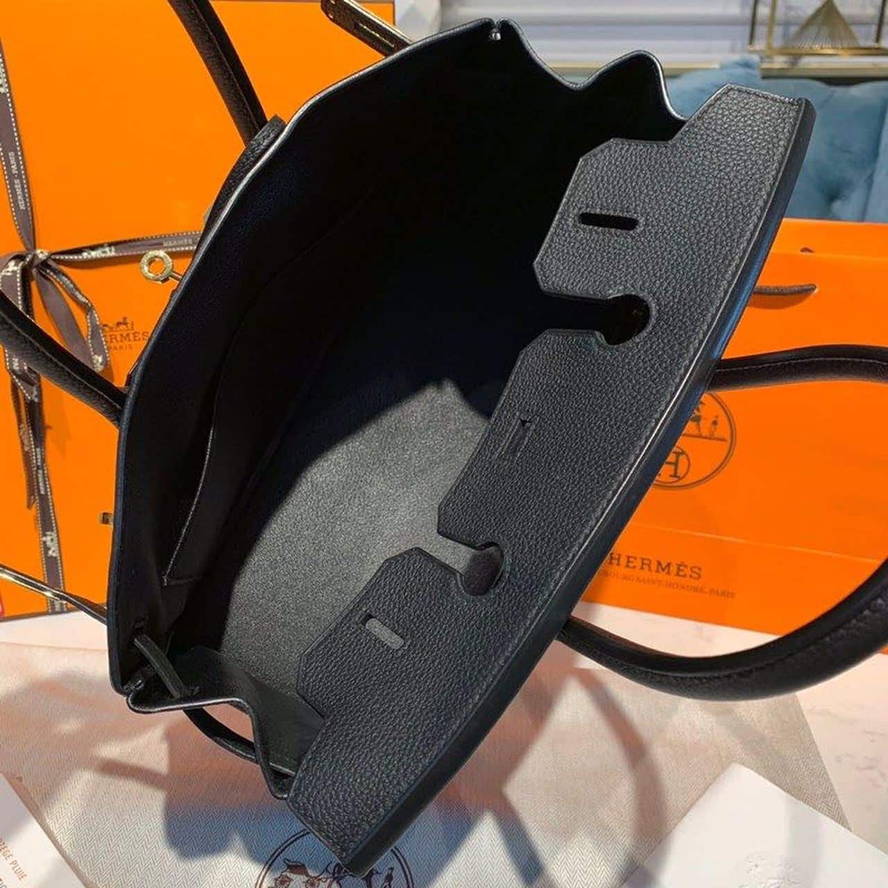 1:1 Replica Hermes Birkin Black For Women Gold Toned Hardware 9.8in/25cm - Image 10