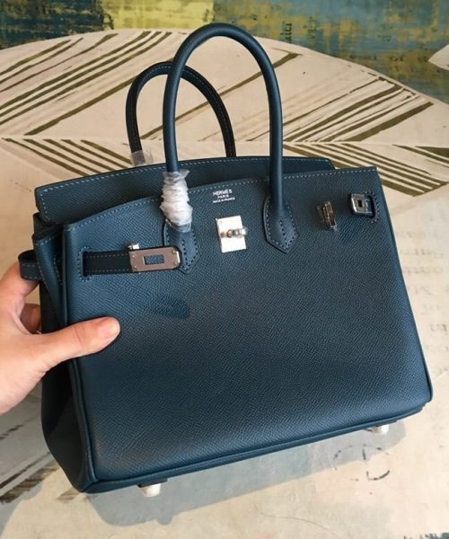 1:1 Replica Hermes Birkin Black For Women Silver Toned Hardware 9.8in/25cm
