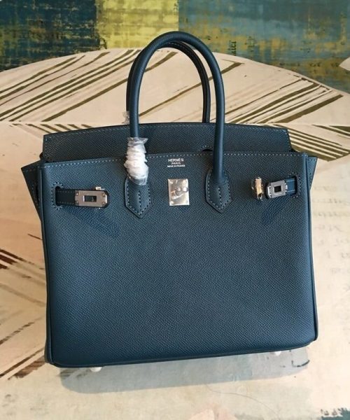1:1 Replica Hermes Birkin Black For Women Silver Toned Hardware 9.8in/25cm