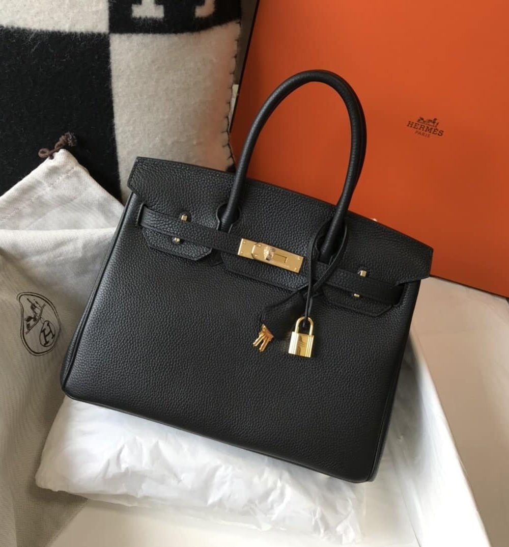 1:1 Replica Hermes Birkin Black Togo Gold Hardware Bag For Women, Women's Handbags, Shoulder Bags 30cm/12in
