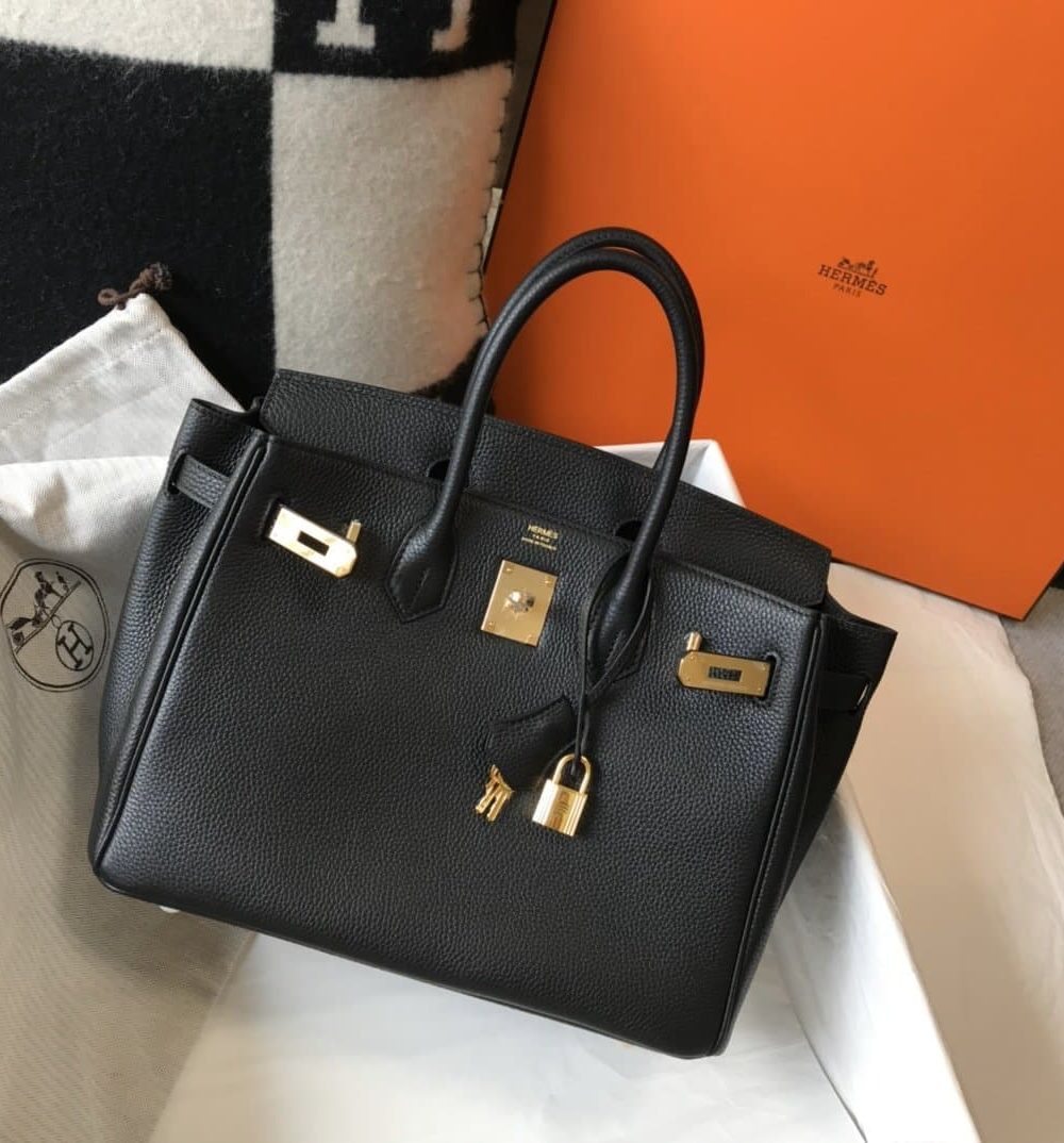 1:1 Replica Hermes Birkin Black Togo Gold Hardware Bag For Women, Women's Handbags, Shoulder Bags 30cm/12in