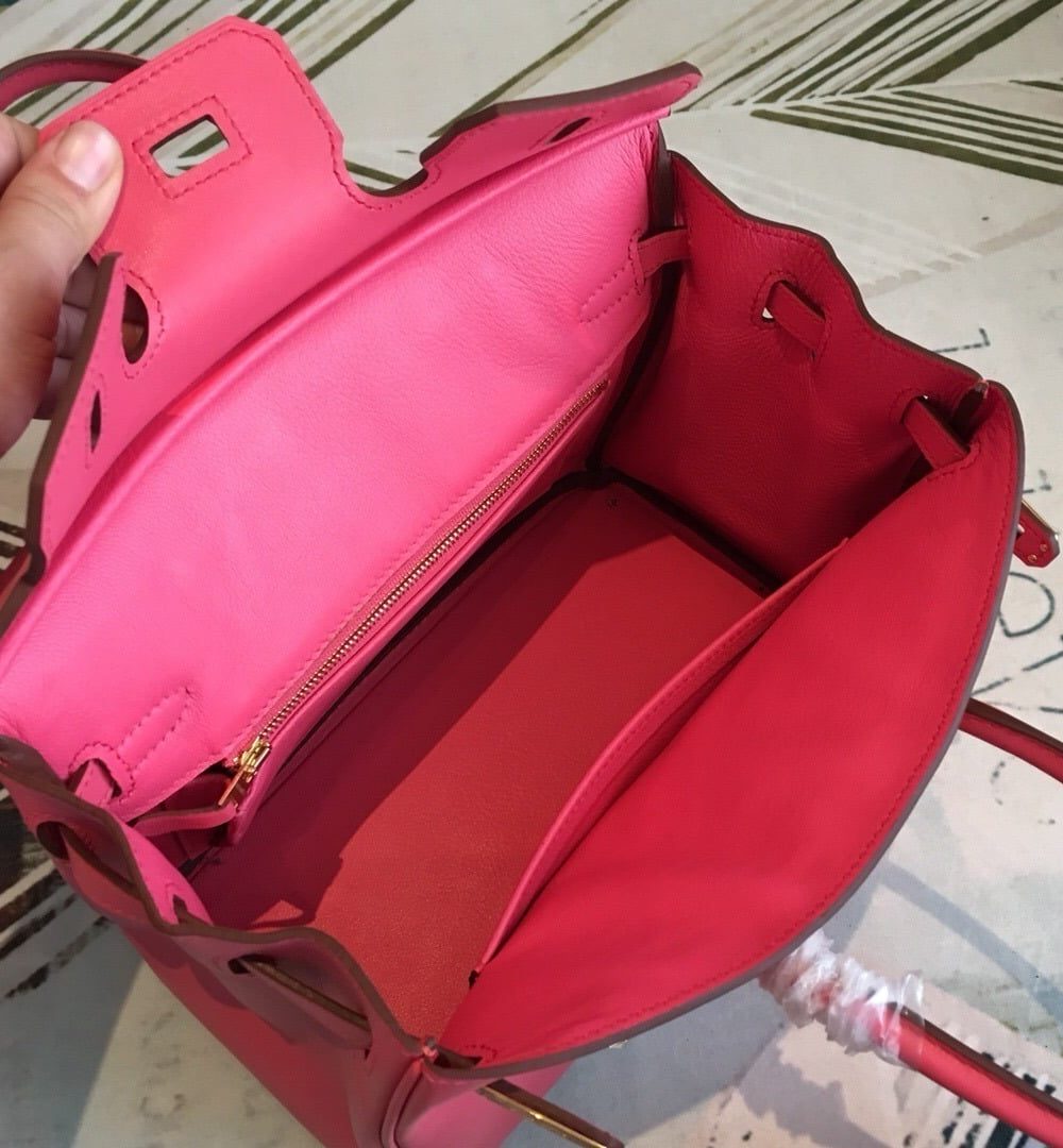 1:1 Replica Hermes Birkin Dark Pink For Women Gold Toned Hardware 9.8in/25cm