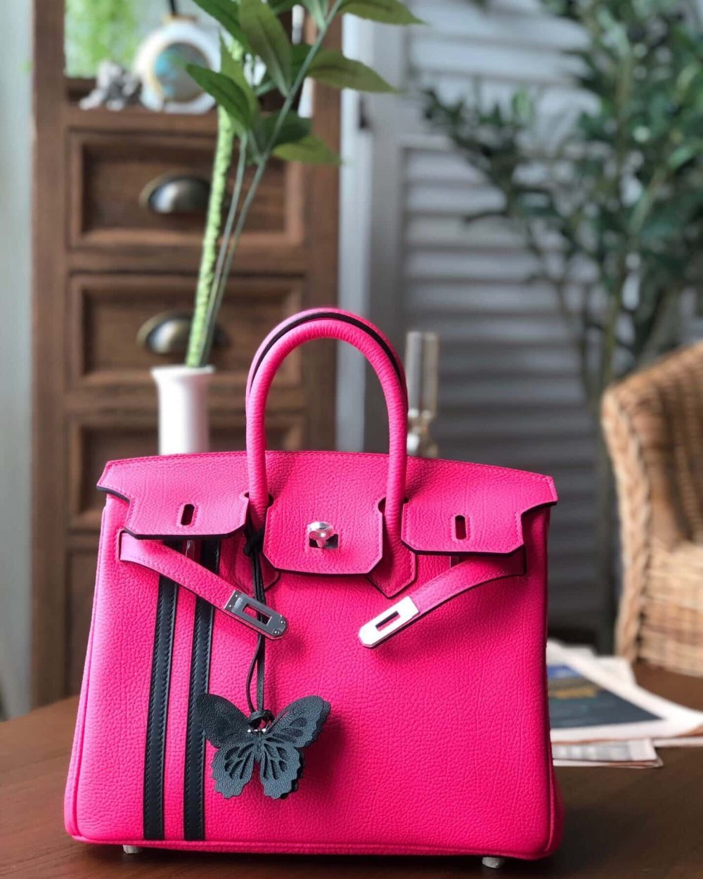 1:1 Replica Hermes Birkin Dark Pink For Women Silver Toned Hardware 9.8in/25cm