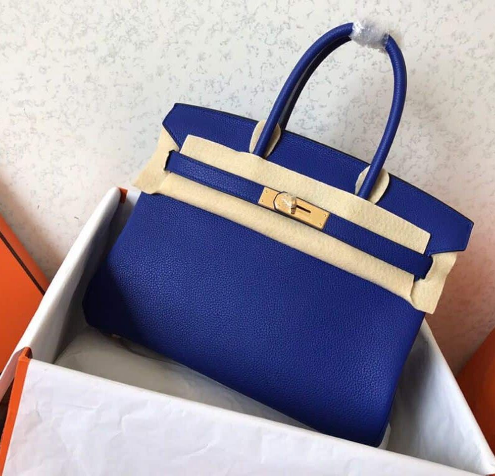 1:1 Replica Hermes Birkin Electric Blue 7T For Women Gold Toned Hardware 11.8in/30cm