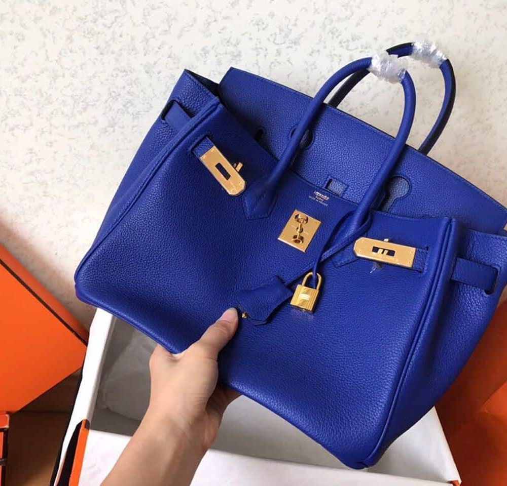 1:1 Replica Hermes Birkin Electric Blue 7T For Women Gold Toned Hardware 11.8in/30cm