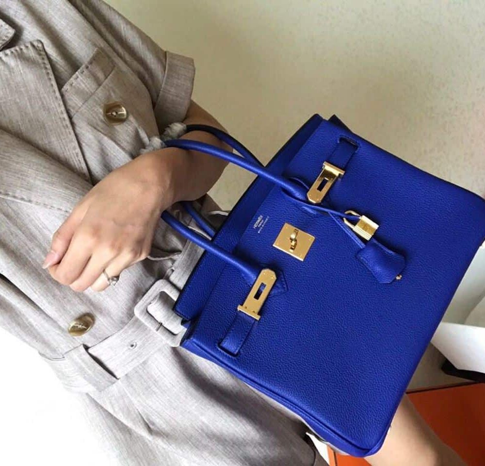 1:1 Replica Hermes Birkin Electric Blue 7T For Women Gold Toned Hardware 11.8in/30cm
