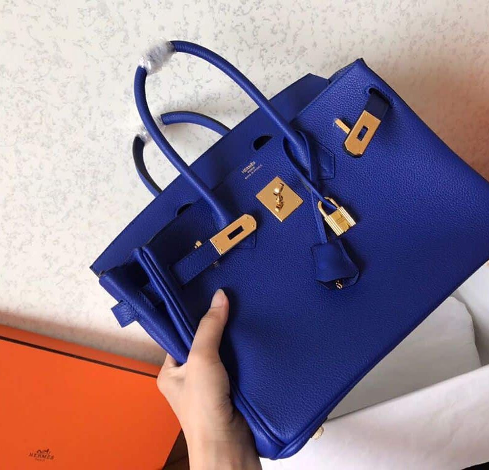 1:1 Replica Hermes Birkin Electric Blue 7T For Women Gold Toned Hardware 11.8in/30cm
