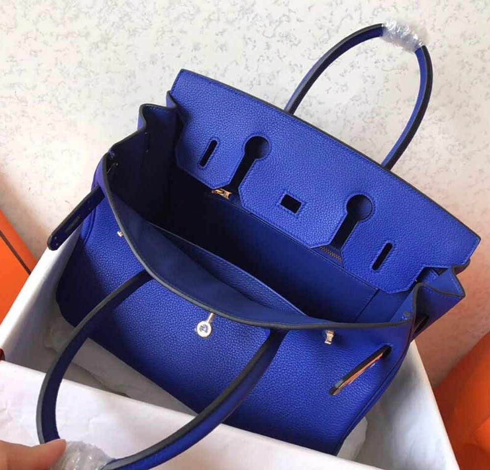 1:1 Replica Hermes Birkin Electric Blue 7T For Women Gold Toned Hardware 11.8in/30cm