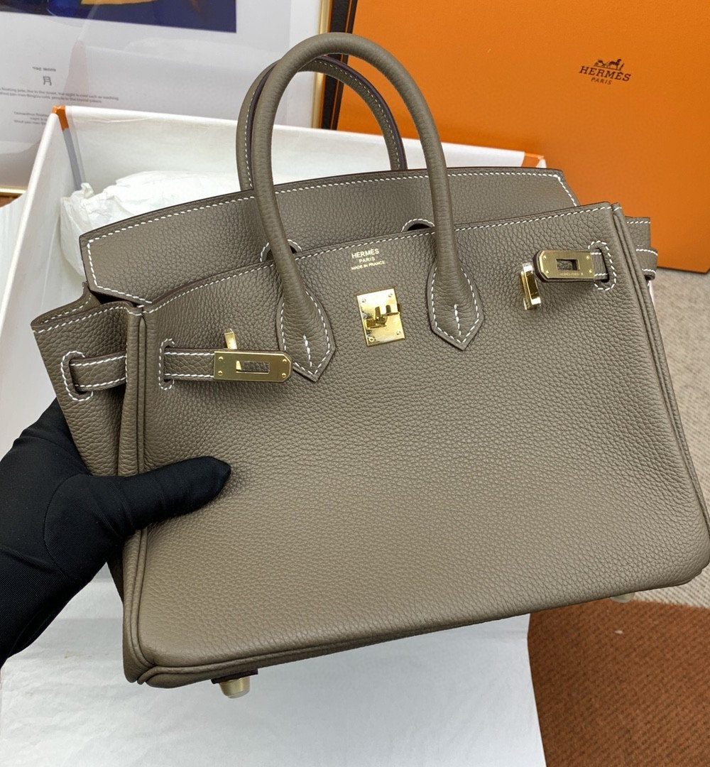1:1 Replica Hermes Birkin Nata Swift Brown For Women Gold Toned Hardware 10in/25cm