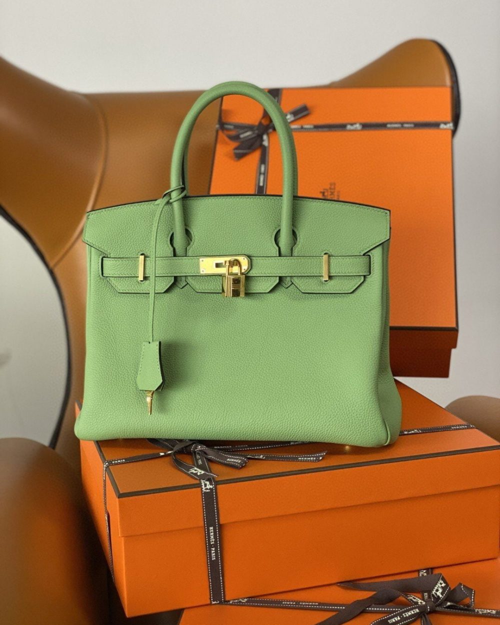1:1 Replica Hermes Birkin Nata Swift Green For Women Gold Toned Hardware 10in/25cm