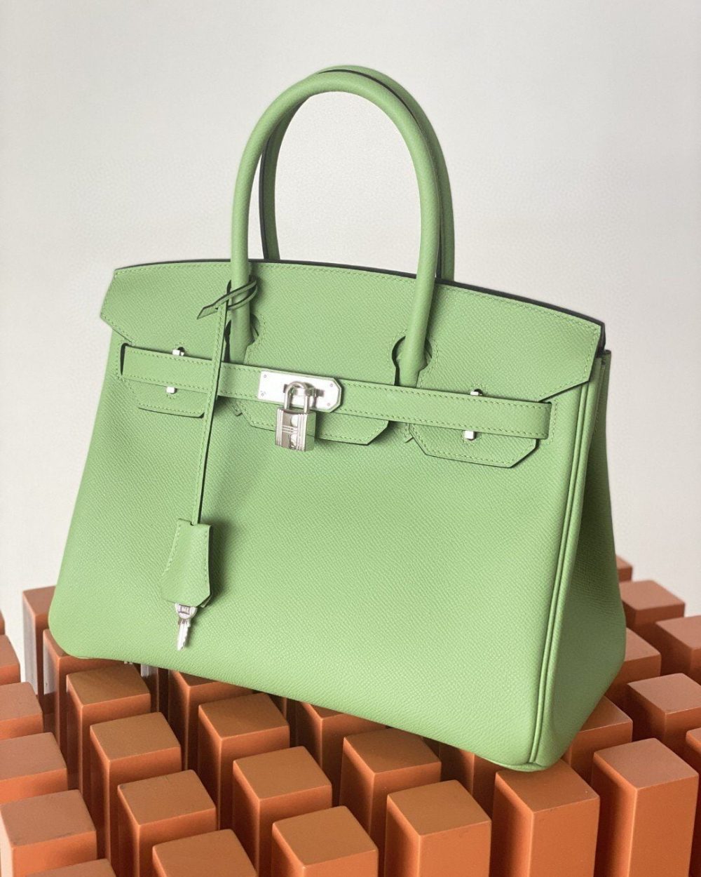 1:1 Replica Hermes Birkin Nata Swift Green For Women Silver Toned Hardware 10in/25cm