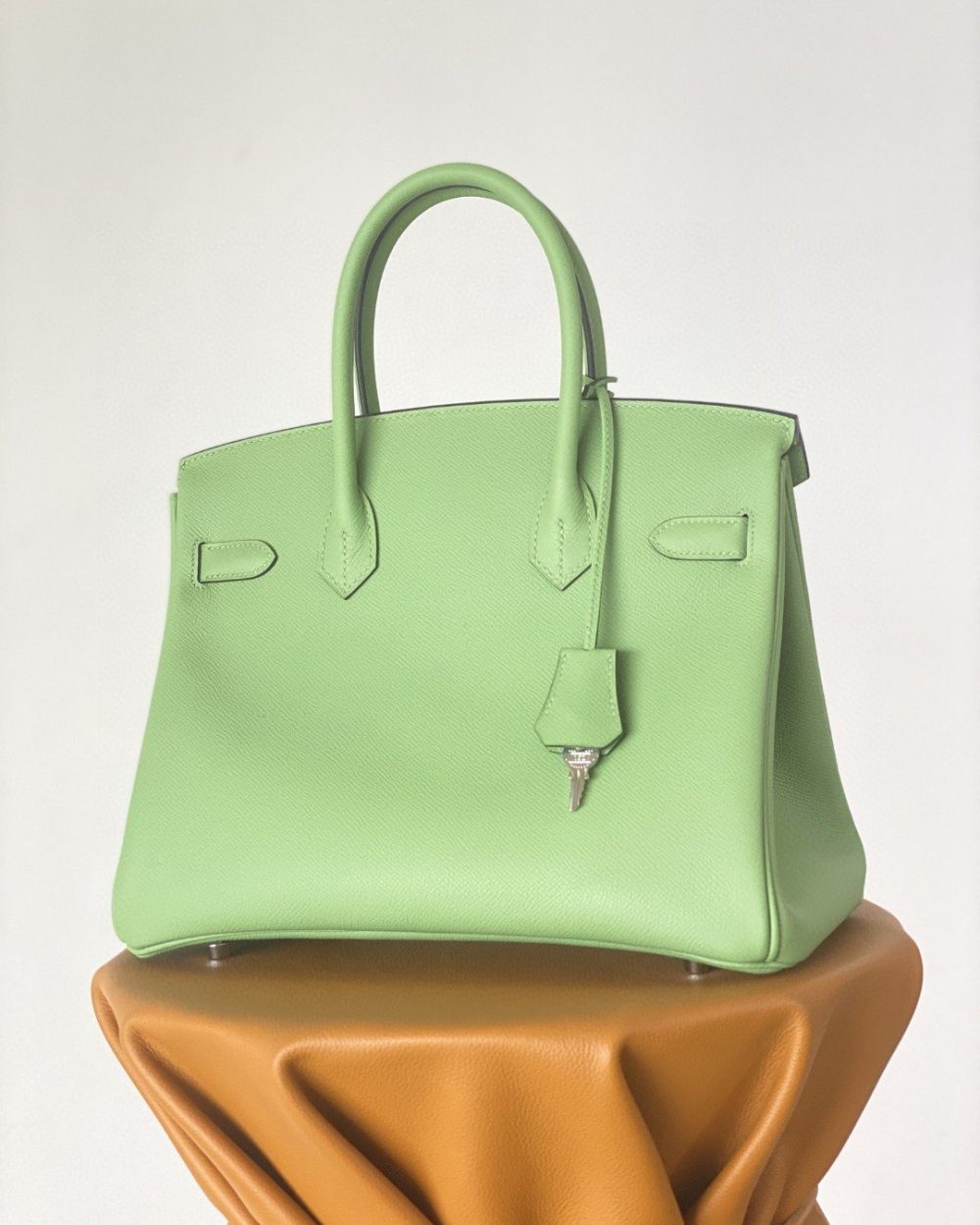 1:1 Replica Hermes Birkin Nata Swift Green For Women Silver Toned Hardware 10in/25cm