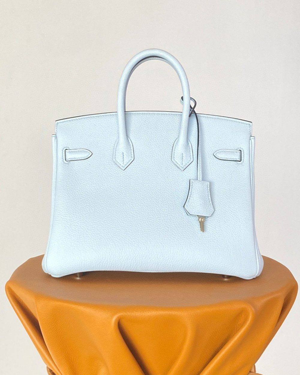 1:1 Replica Hermes Birkin Nata Swift Light Blue For Women Silver Toned Hardware 10in/25cm