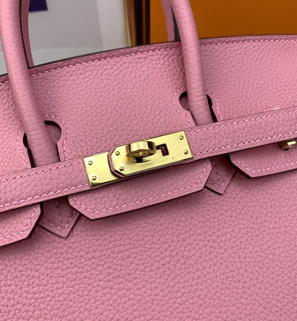 1:1 Replica Hermes Birkin Nata Swift Pink For Women Gold Toned Hardware 10in/25cm