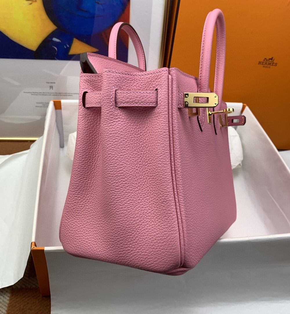 1:1 Replica Hermes Birkin Nata Swift Pink For Women Gold Toned Hardware 10in/25cm