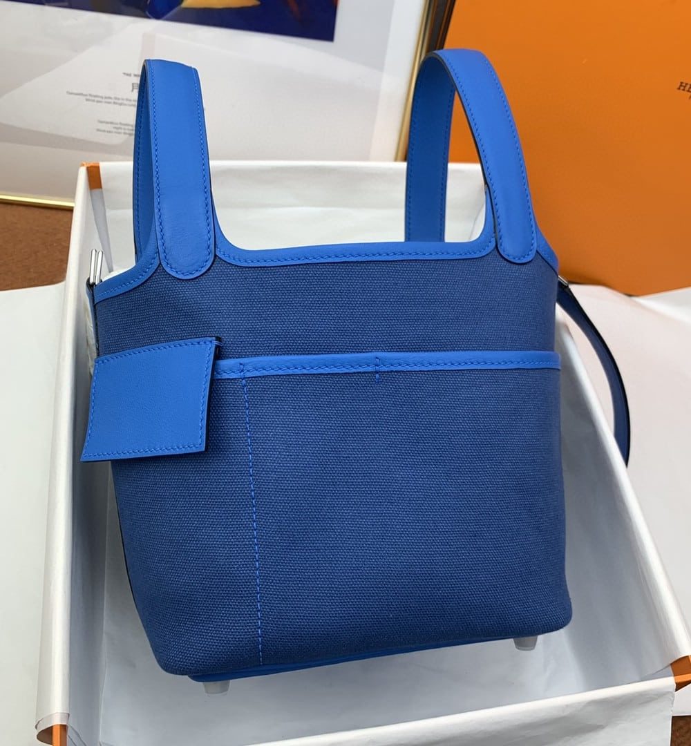 1:1 Replica Hermes Cargo Picotin Lock 18 Blue, Silver Toned Hardware Bag For Women, Women's Handbags, Shoulder Bags 7.1in/18cm