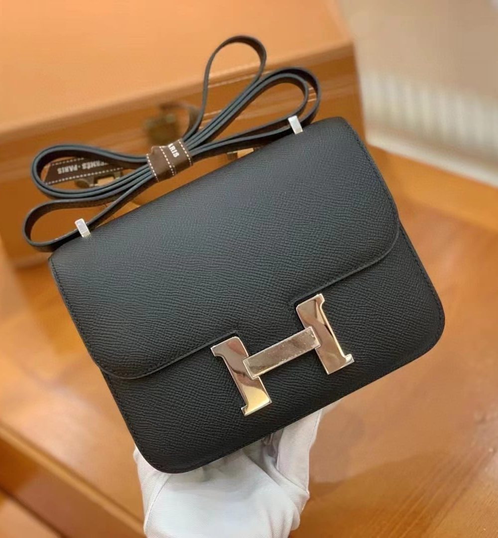 1:1 Replica Hermes Constance 23 Epsom Black For Women, Women's Handbags, Shoulder Bag 9in/23cm
