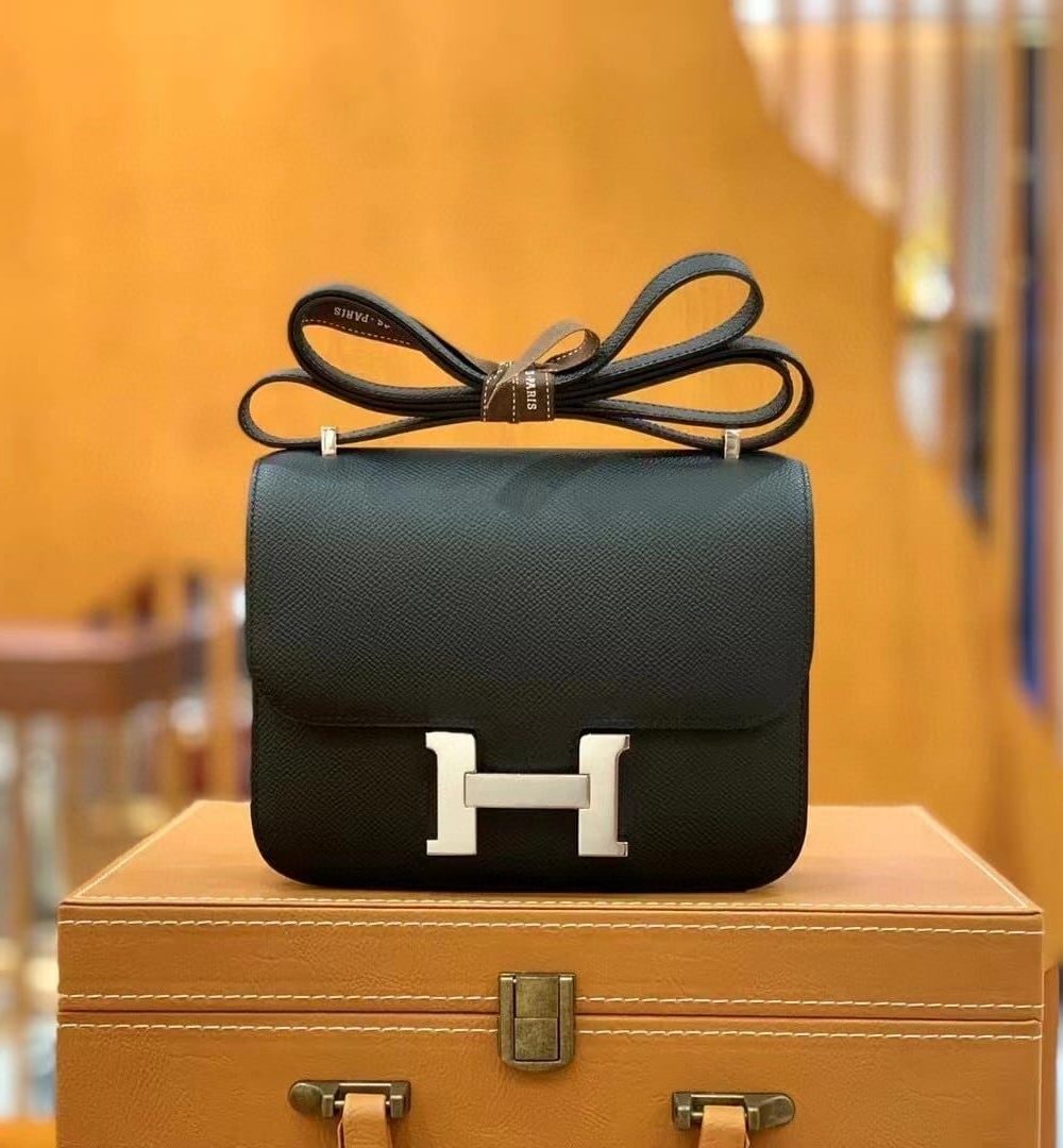 1:1 Replica Hermes Constance 23 Epsom Black For Women, Women's Handbags, Shoulder Bag 9in/23cm