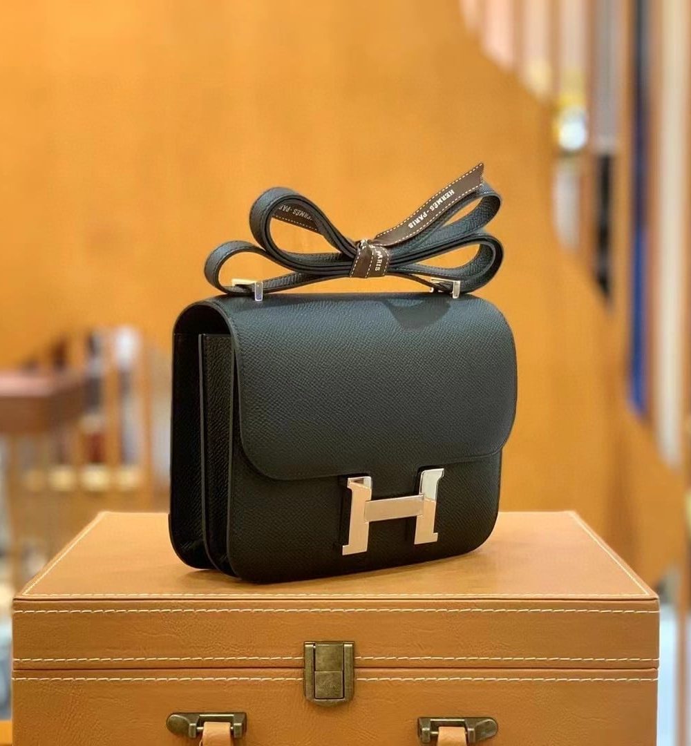 1:1 Replica Hermes Constance 23 Epsom Black For Women, Women's Handbags, Shoulder Bag 9in/23cm