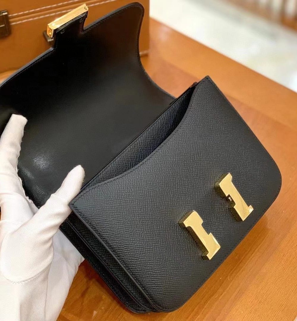 1:1 Replica Hermes Constance 23 Epsom Black For Women, Women's Handbags, Shoulder Bags 9in/23cm
