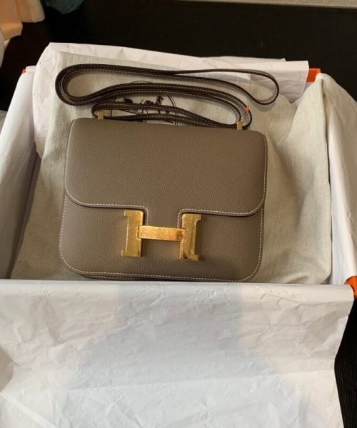 1:1 Replica Hermes Constance 23 Epsom Grey Galet For Women, Women’s Handbags, Shoulder Bags 9in/23cm