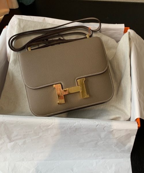 1:1 Replica Hermes Constance 23 Epsom Grey Galet For Women, Women’s Handbags, Shoulder Bags 9in/23cm