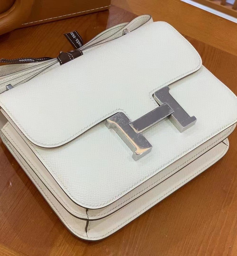1:1 Replica Hermes Constance 23 Epsom White For Women, Women's Handbags, Shoulder Bag 9in/23cm